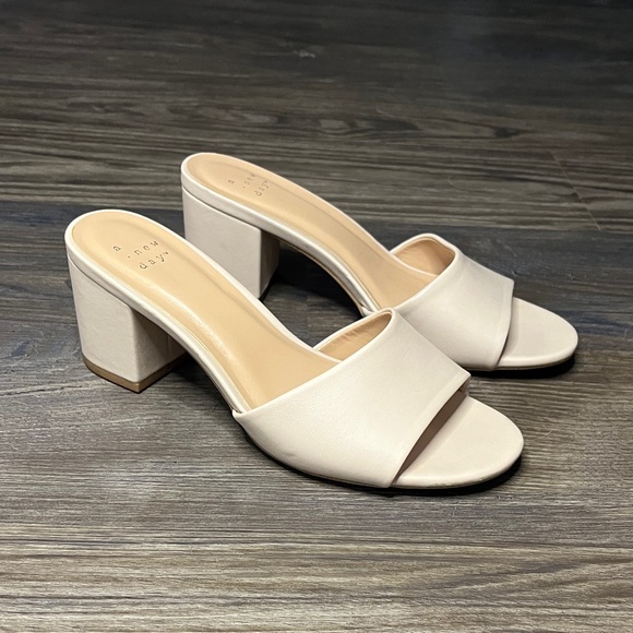 a new day Shoes - A New Day Nude Block Heel Slide Mules